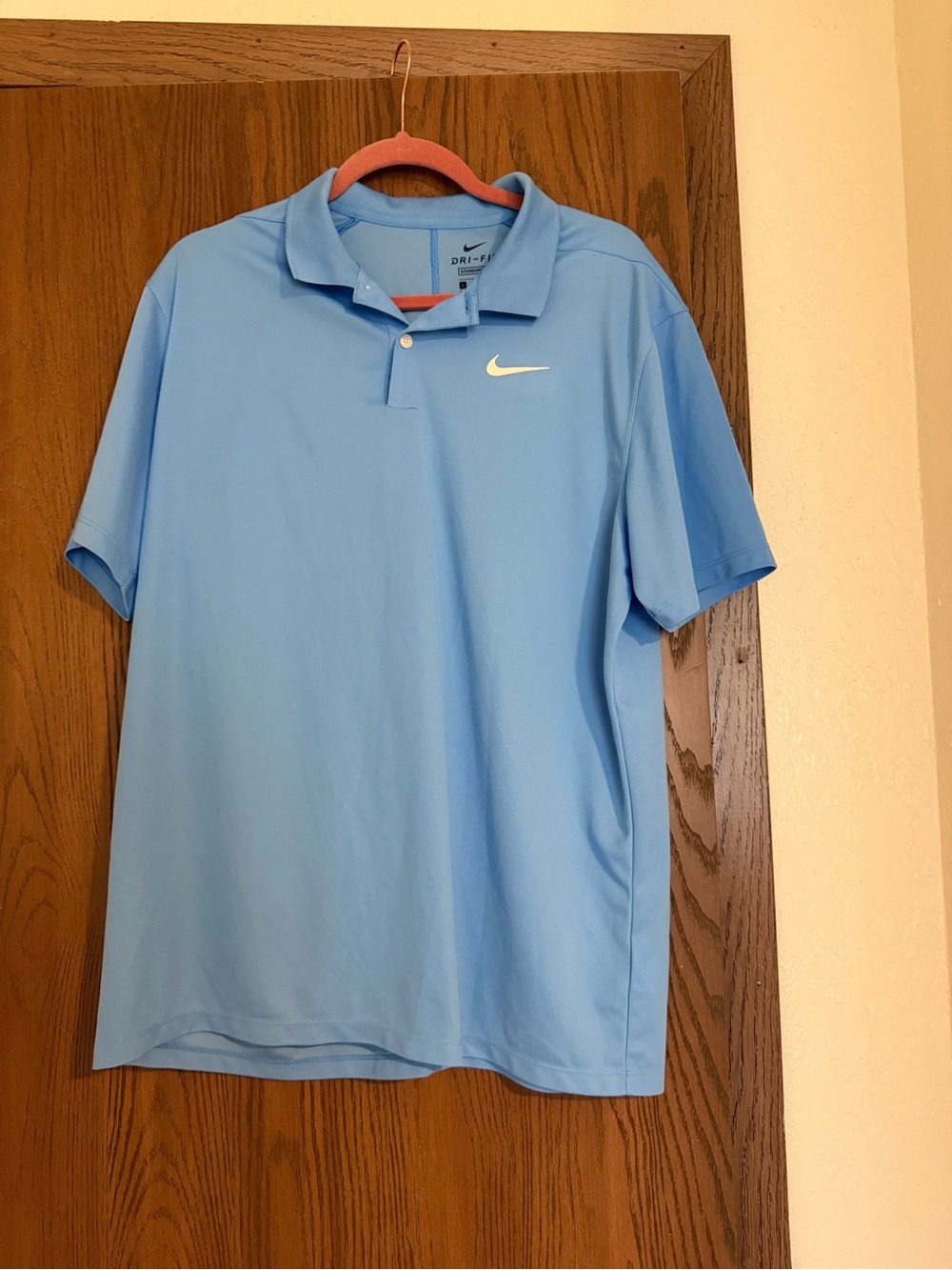 Nike Light Blue Short Sleeve Dri-FIT Polo with White Swoosh
